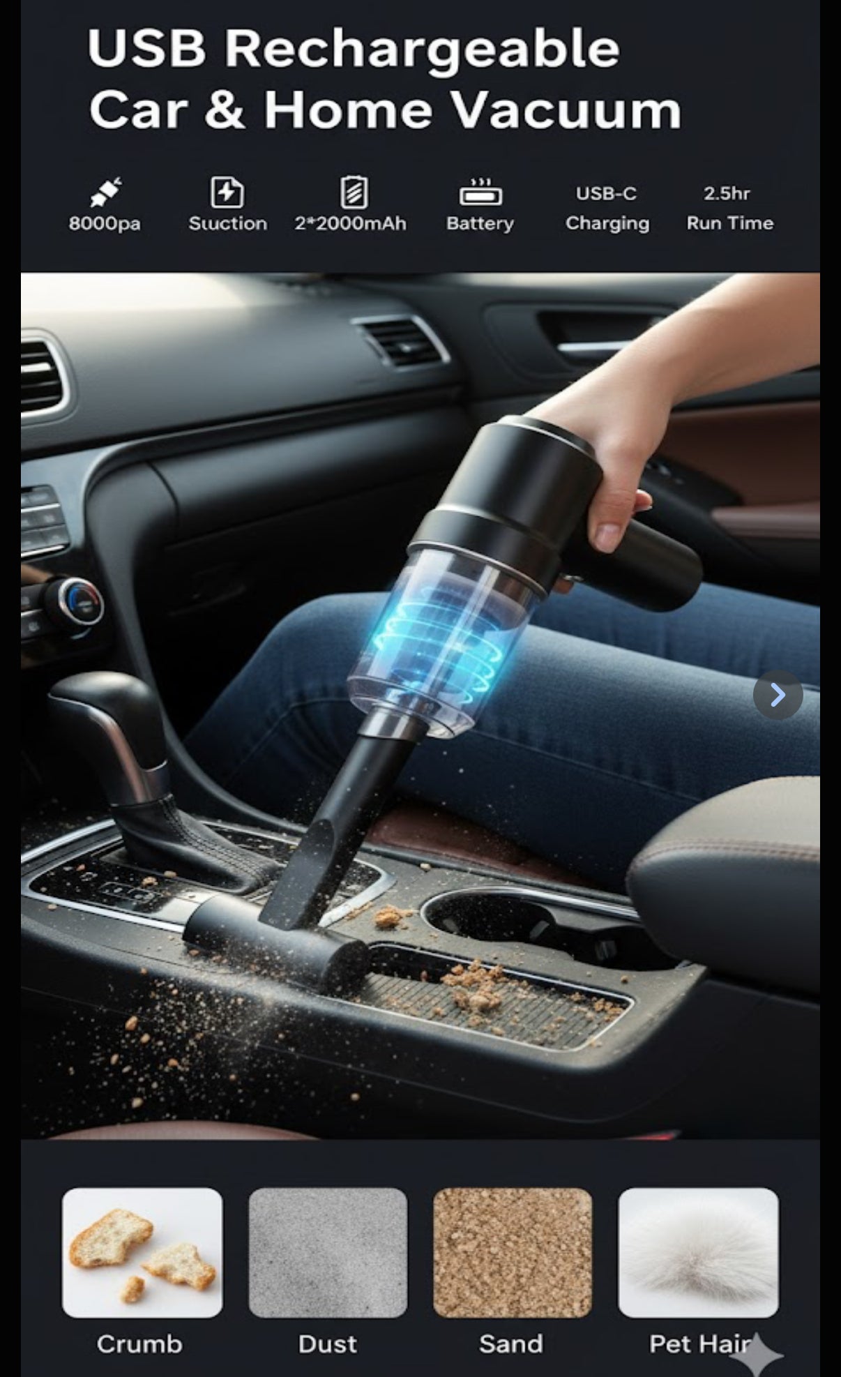 TurboVac Mini™ – Cordless Car Vacuum Cleaner